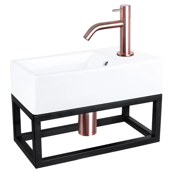 Differnz Force fonteinset keramiek - kraan gebogen - met handdoekrek - 40 x 22 x 11.5 cm - rood koper