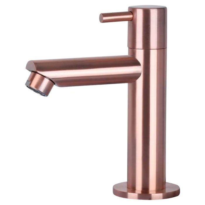 Differnz Force fonteinset beton donkergrijs - kraan recht - 40 x 22 x 8 cm - rood koper