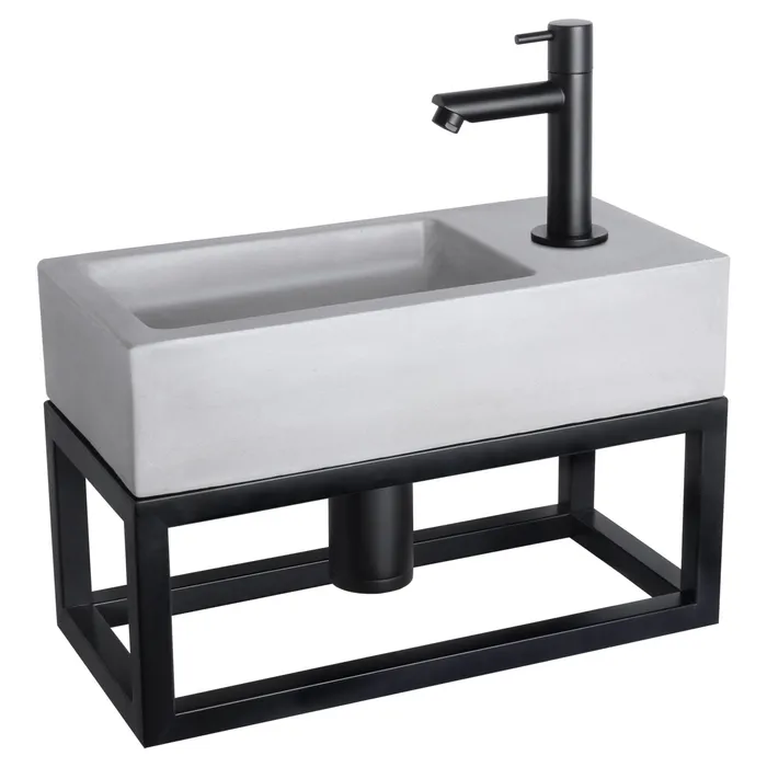 Differnz Ravo fonteinset beton donkergrijs - kraan gebogen - met handdoekrek - 38.5 x 18.5 x 9 cm - rood koper (kopie)